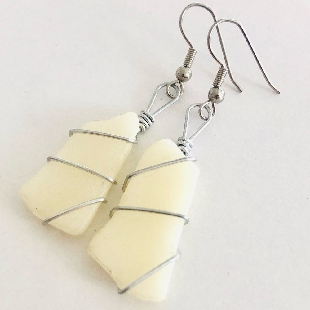Seaglass earrings - sea glass - hurricane remnants - beach glass - ocean jewelry